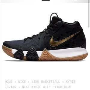 NIKE KYRIE 4 EP PITCH BLUE METALLIC GOLD Basketball Shoes Size 13
